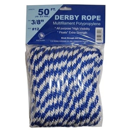 T.W. Evans Cordage Co. 3/8. x 50 ft. Blue And White Derby Rope 88001